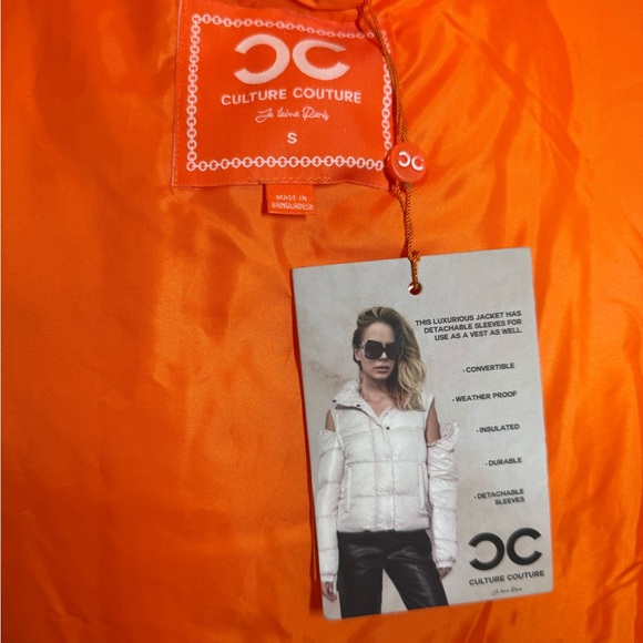 Culture Couture Women's Jacket Down Orange Weather Proof Insulated Puff Vest S - Picture 5 of 10